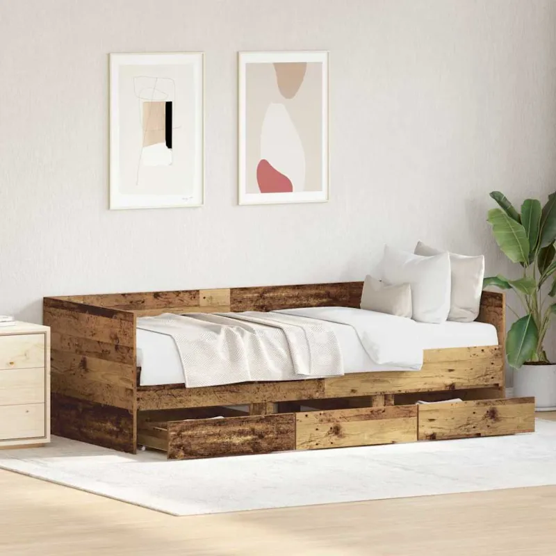 Dienos lova Senovinis medis 90 x 190 cm Apdirbta mediena
