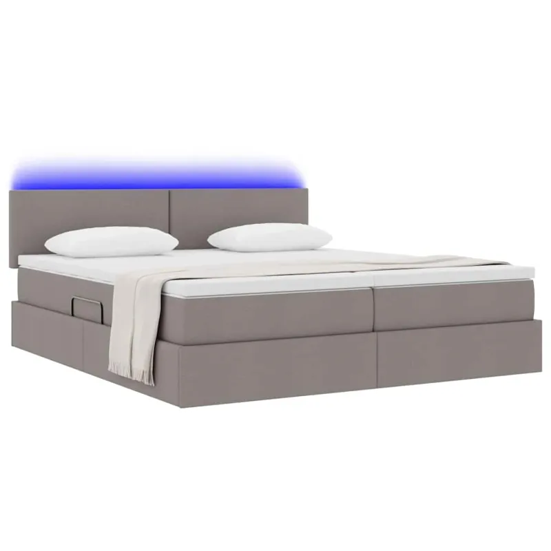 LED saugojimo lova su čiužiniu Taupe 180 x 200 cm Audinys