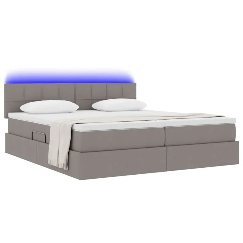 LED saugojimo lova su čiužiniu Taupe 180 x 200 cm Audinys