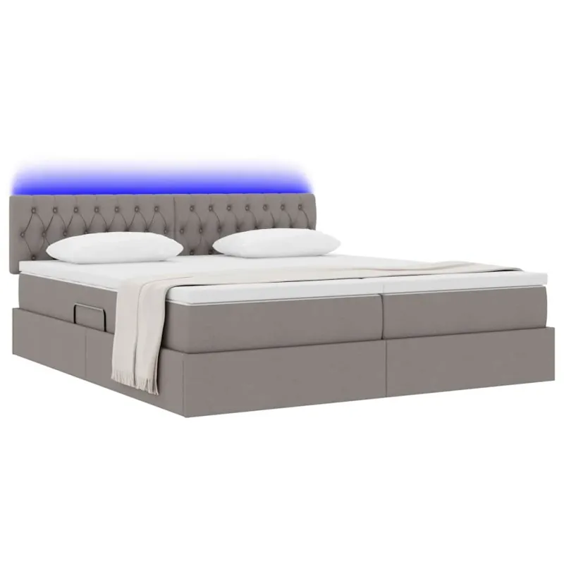 LED saugojimo lova su čiužiniu Taupe 200 x 200 cm Audinys
