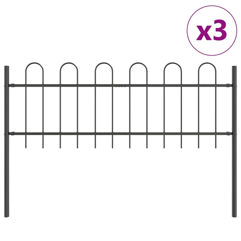 Sodo tvora 3 pcs Pilka 5,1 x 0,6 m Miltelinis plienas