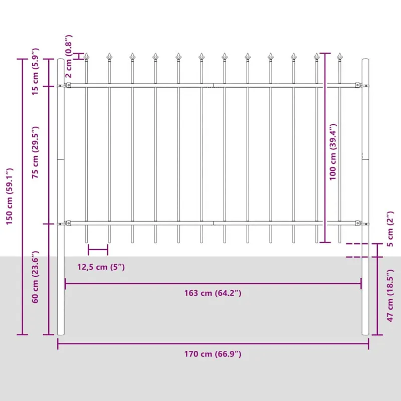 Sodo tvora 6 pcs Pilka 10,2 x 1 m Miltelinis plienas