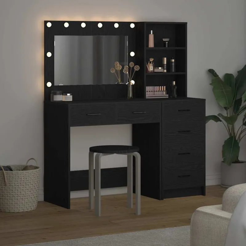 Makiažo stalas Juoda 78.5 x 41 x 135 cm Apdirbta mediena