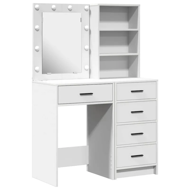 Makiažo stalas 2 pcs Balta 50 x 41 x 135 cm Apdirbta mediena