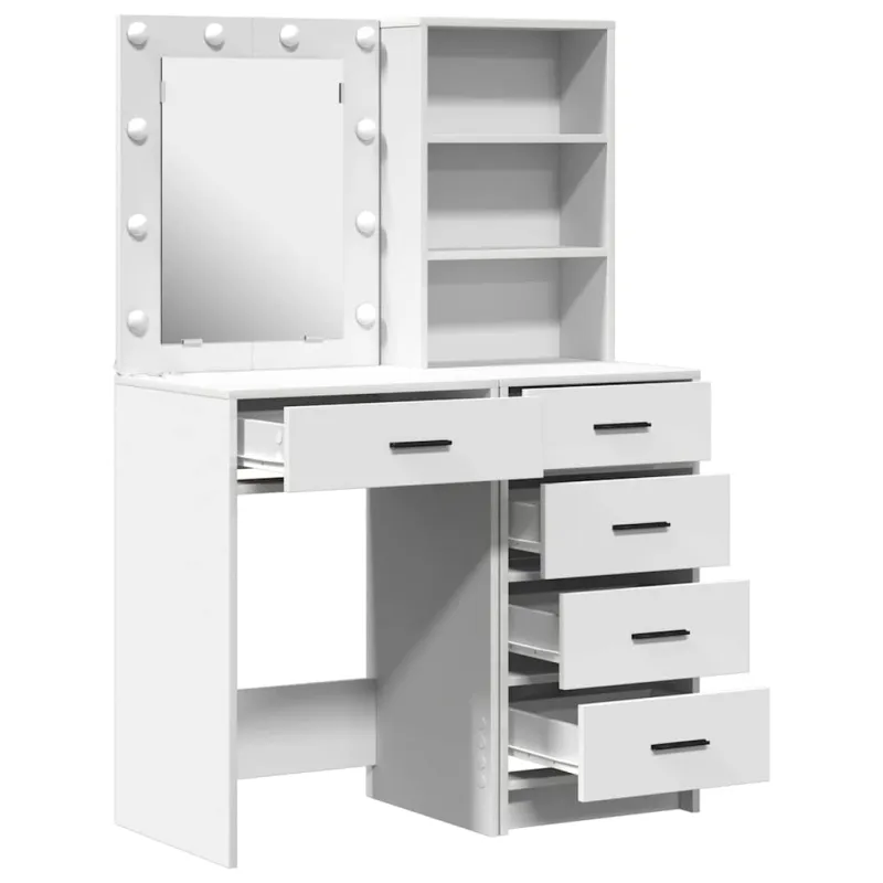 Makiažo stalas 2 pcs Balta 50 x 41 x 135 cm Apdirbta mediena