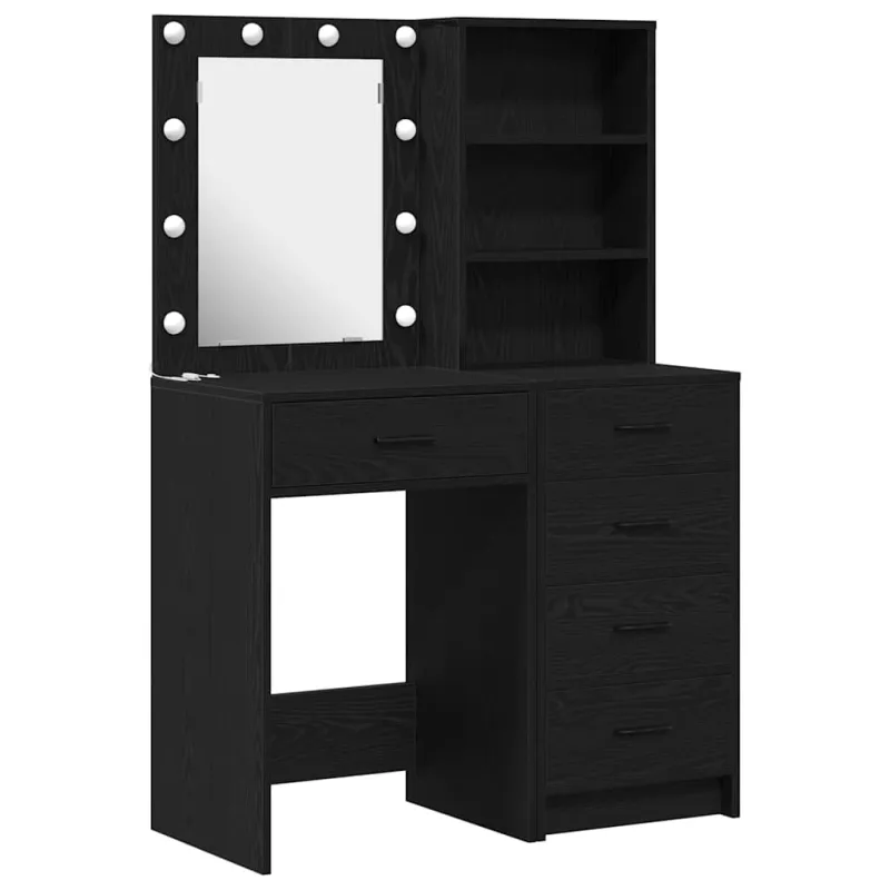 Makiažo stalas 2 pcs Juoda 50 x 41 x 135 cm Apdirbta mediena