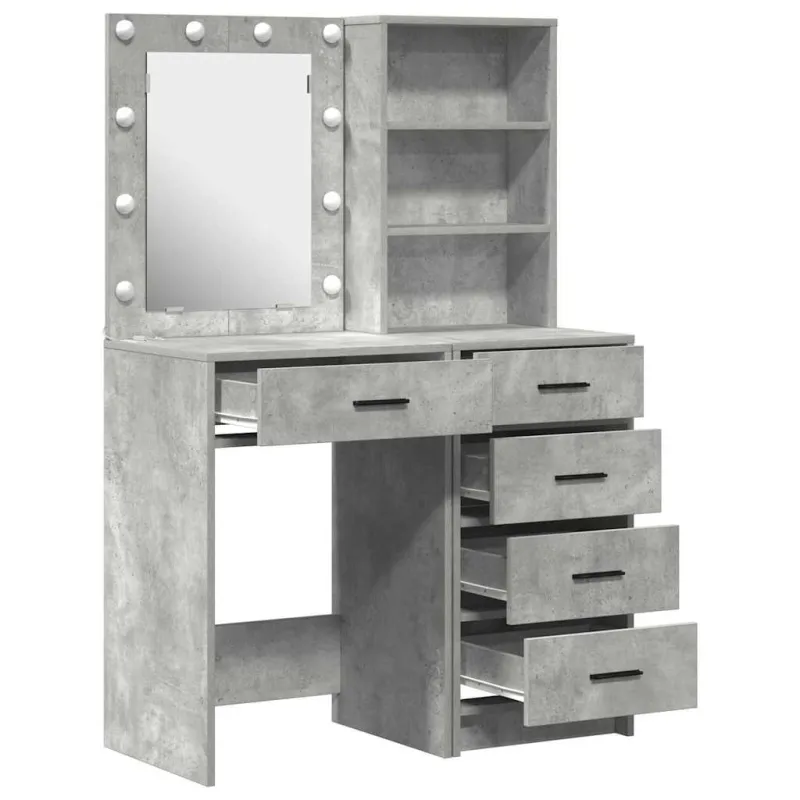 Makiažo stalas 2 pcs Pilka 50 x 41 x 135 cm Apdirbta mediena