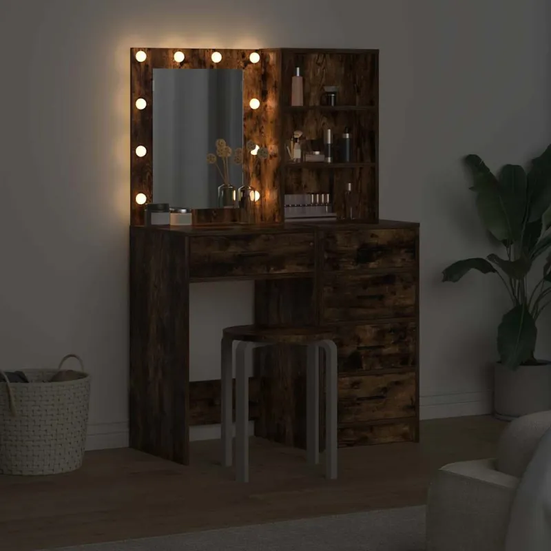 Makiažo stalas 2 pcs Ruda 50 x 41 x 135 cm Apdirbta mediena