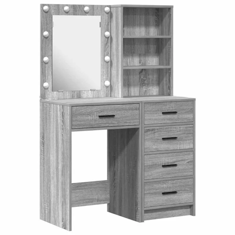 Makiažo stalas 2 pcs Pilka 50 x 41 x 135 cm Apdirbta mediena