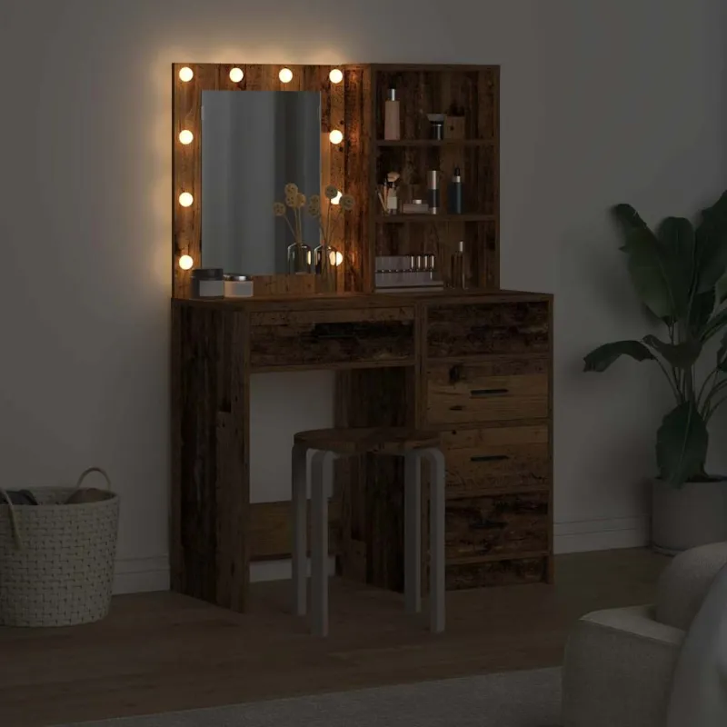 Makiažo stalas 2 pcs Ruda 50 x 41 x 135 cm Apdirbta mediena