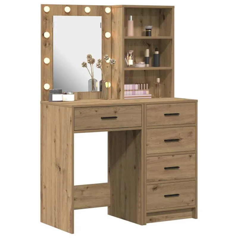 Makiažo stalas 2 pcs Ruda 50 x 41 x 135 cm Apdirbta mediena