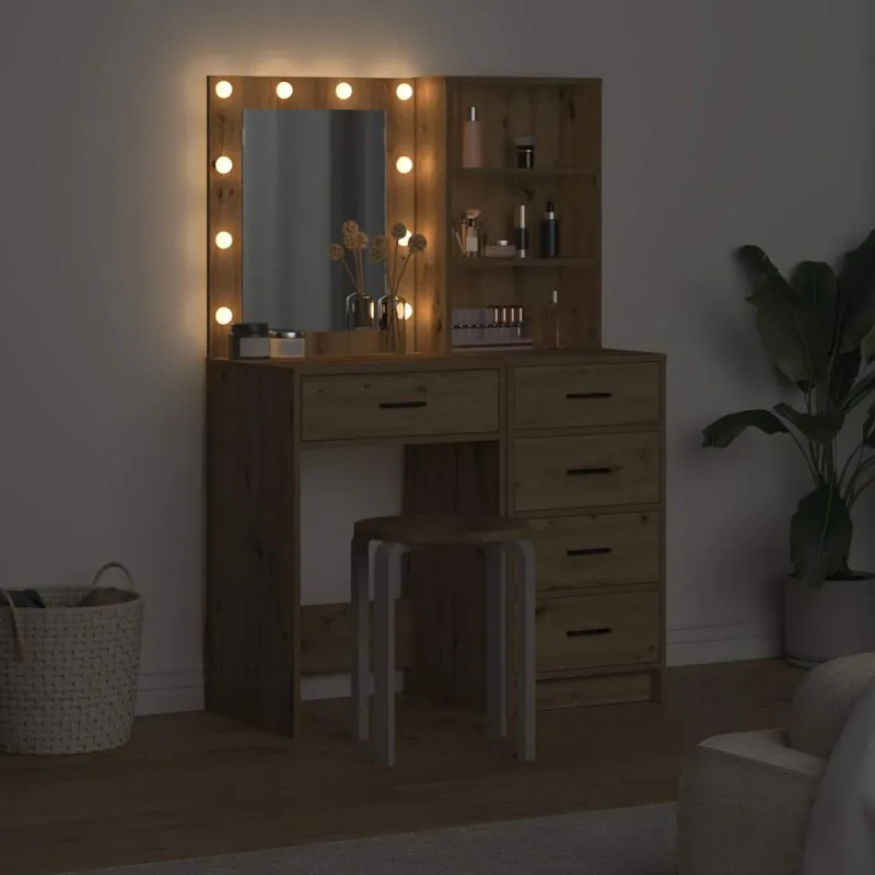 Makiažo stalas 2 pcs Ruda 50 x 41 x 135 cm Apdirbta mediena