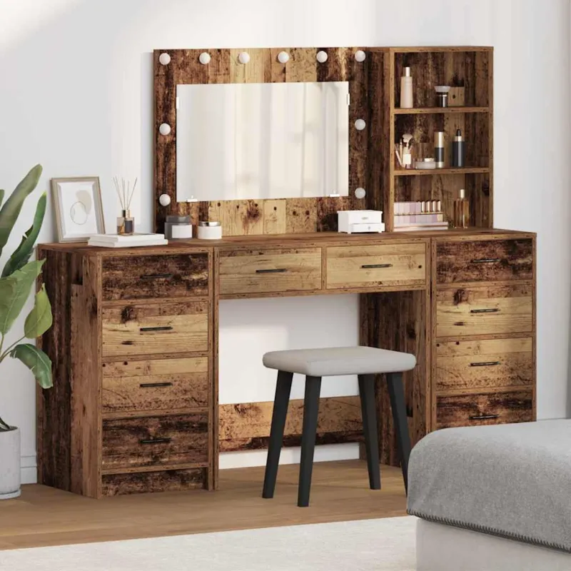 Makiažo stalas 3 pcs Ruda 40 x 41 x 135 cm Apdirbta mediena