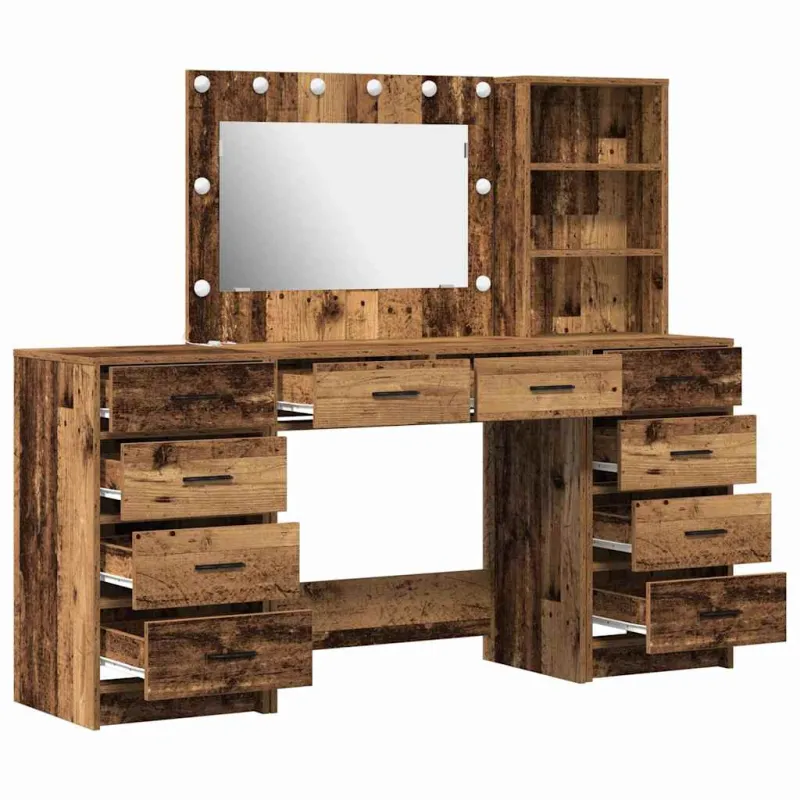 Makiažo stalas 3 pcs Ruda 40 x 41 x 135 cm Apdirbta mediena