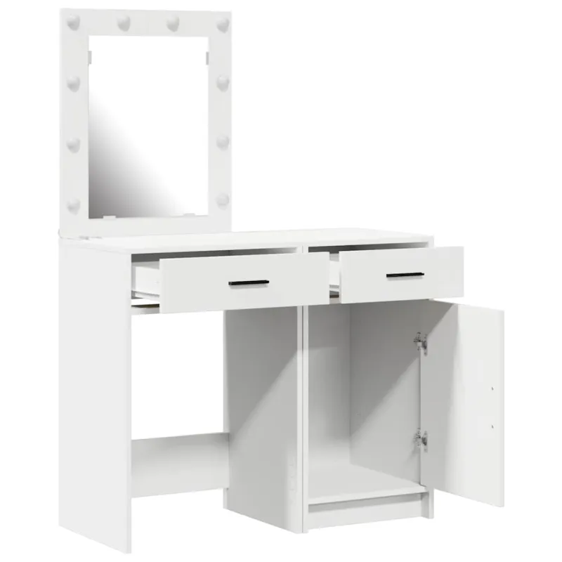 Makiažo stalas 2 pcs Balta 50 x 41 x 135 cm Apdirbta mediena