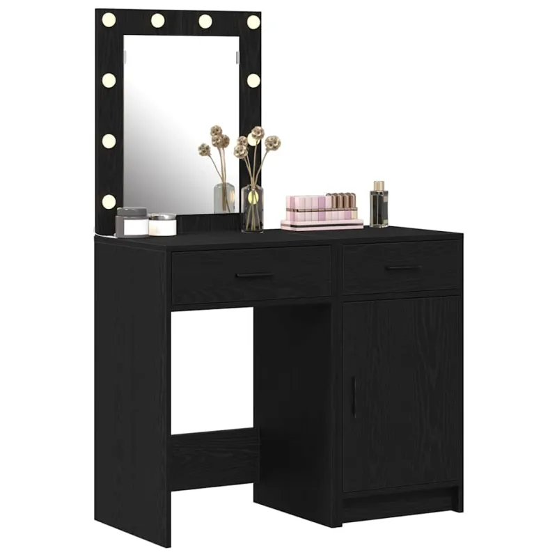 Makiažo stalas 2 pcs Juoda 50 x 41 x 135 cm Apdirbta mediena
