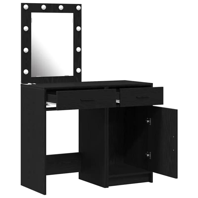Makiažo stalas 2 pcs Juoda 50 x 41 x 135 cm Apdirbta mediena
