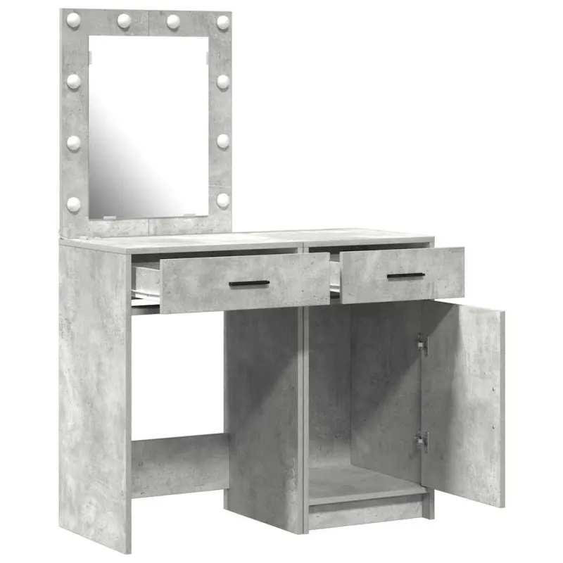 Makiažo stalas 2 pcs Pilka 50 x 41 x 135 cm Apdirbta mediena