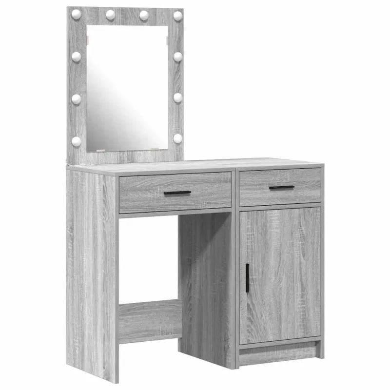 Makiažo stalas 2 pcs Pilka 50 x 41 x 135 cm Apdirbta mediena