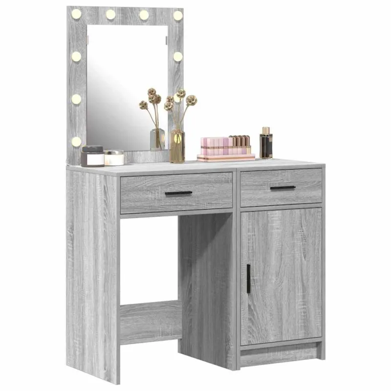 Makiažo stalas 2 pcs Pilka 50 x 41 x 135 cm Apdirbta mediena