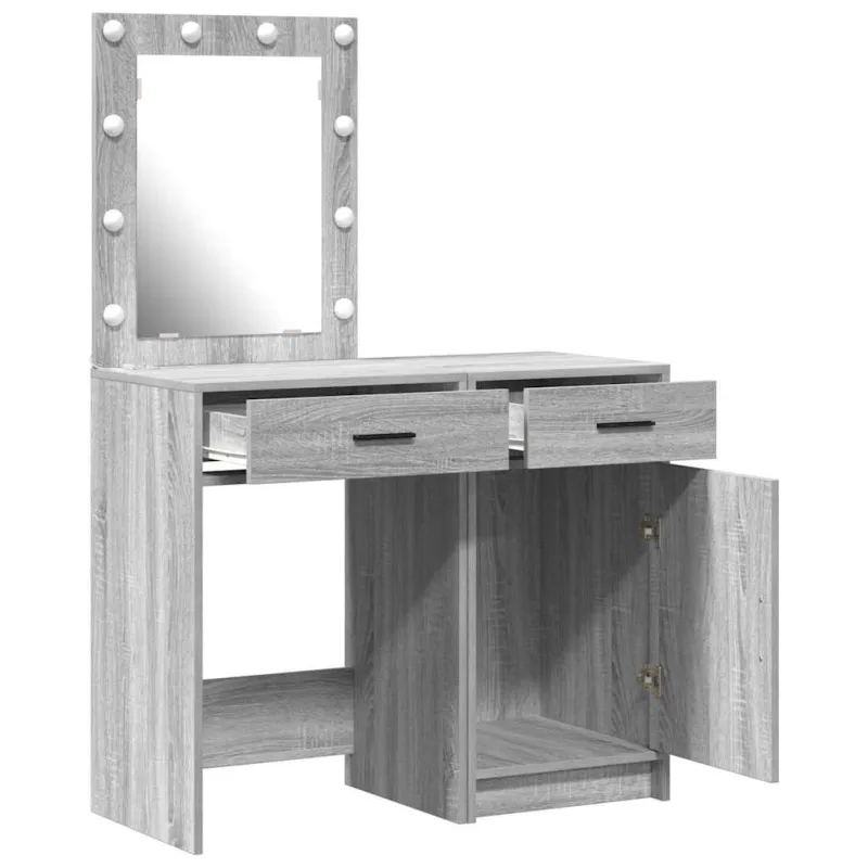 Makiažo stalas 2 pcs Pilka 50 x 41 x 135 cm Apdirbta mediena