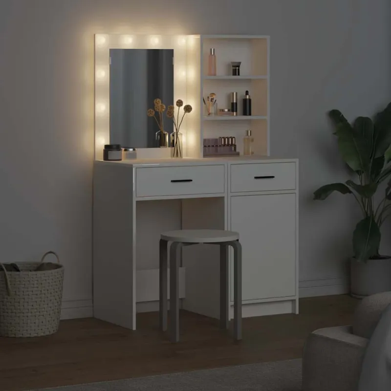 Puošimosi stalo komplektas su LED 2 pcs Balta Apdirbta mediena