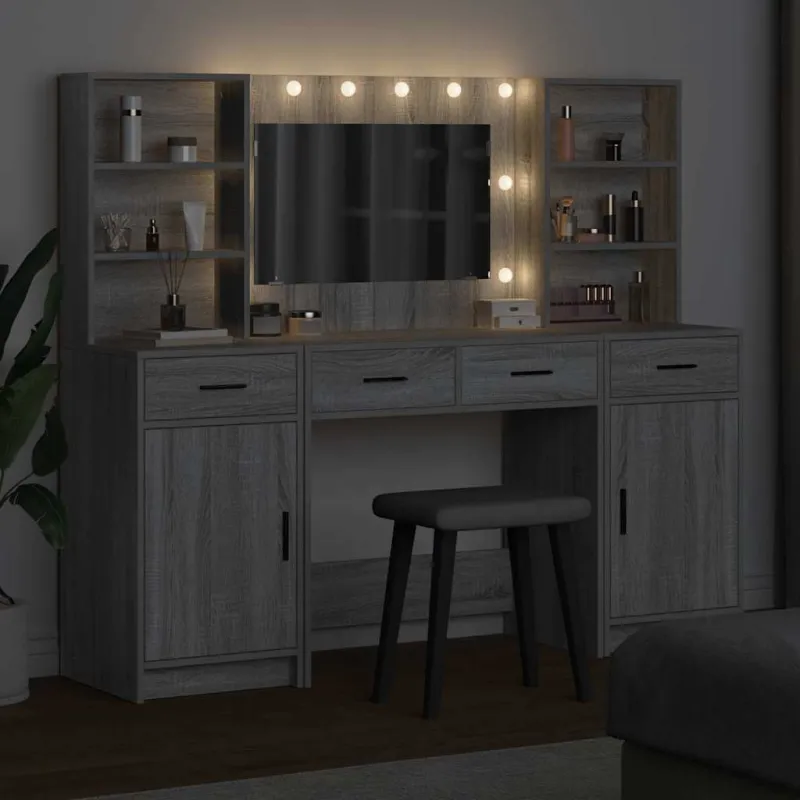 Puošimosi stalo komplektas su LED 3 pcs Pilkas Sonoma