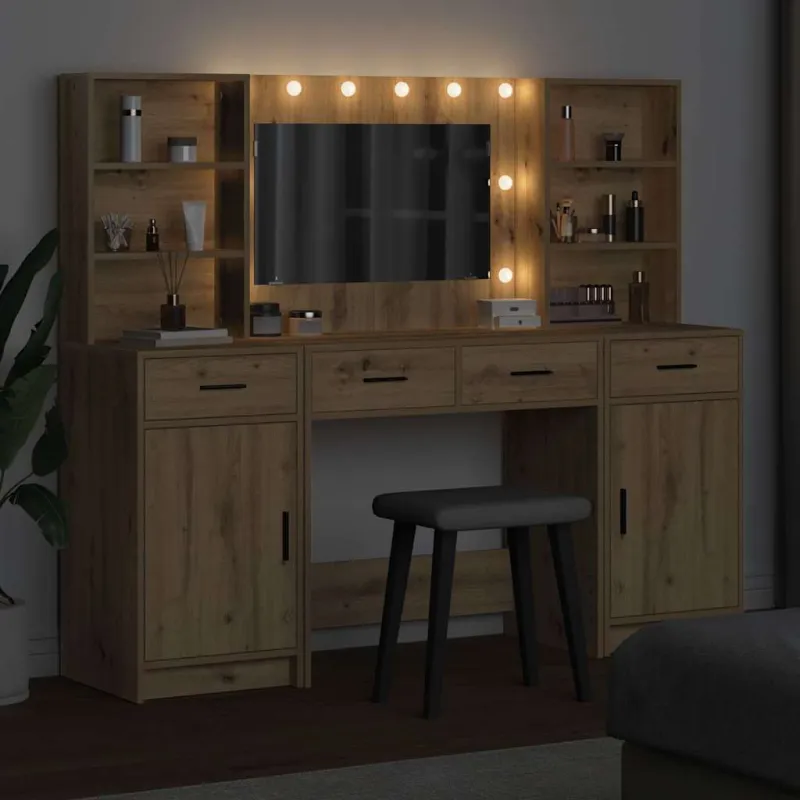 Puošimosi stalo komplektas su LED 3 pcs Amatininkų ąžuolas