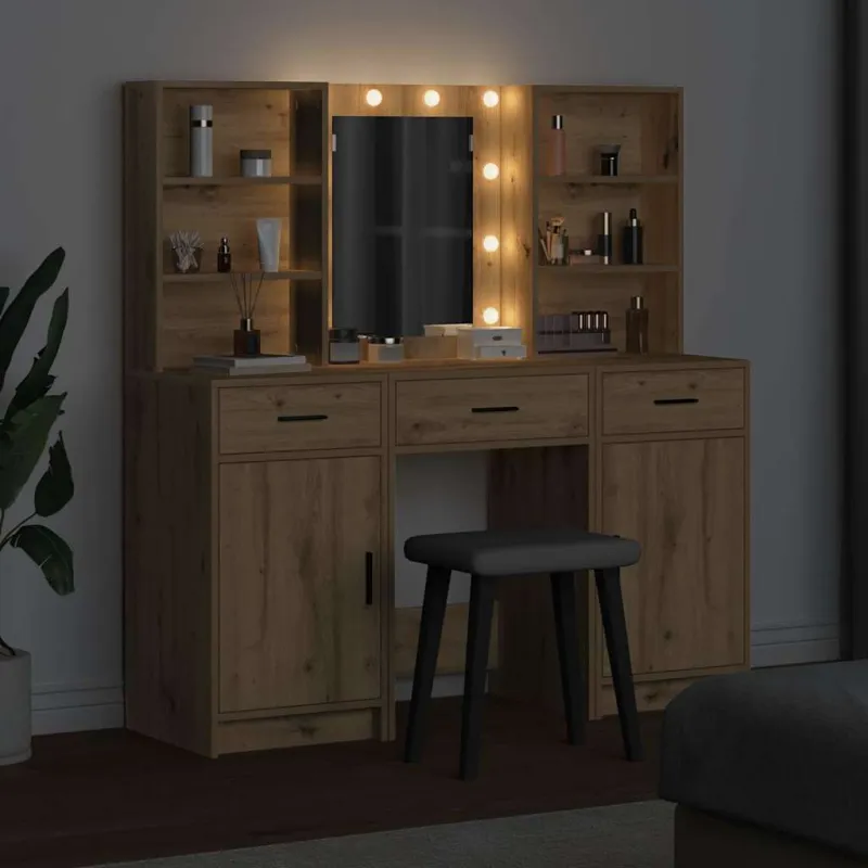 Puošimosi stalo komplektas su LED 3 pcs Amatininkų ąžuolas