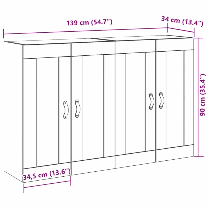 Sieniniai baldai 2 pcs Senovinis medis 69,5 x 34 x 90 cm