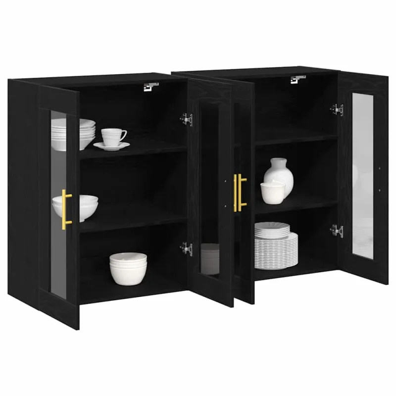 Sieniniai baldai 2 pcs Juodas ąžuolas 69,5 x 34 x 90 cm