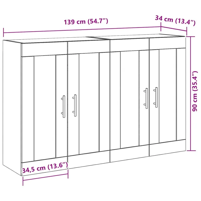 Sieniniai baldai 2 pcs Juodas ąžuolas 69,5 x 34 x 90 cm