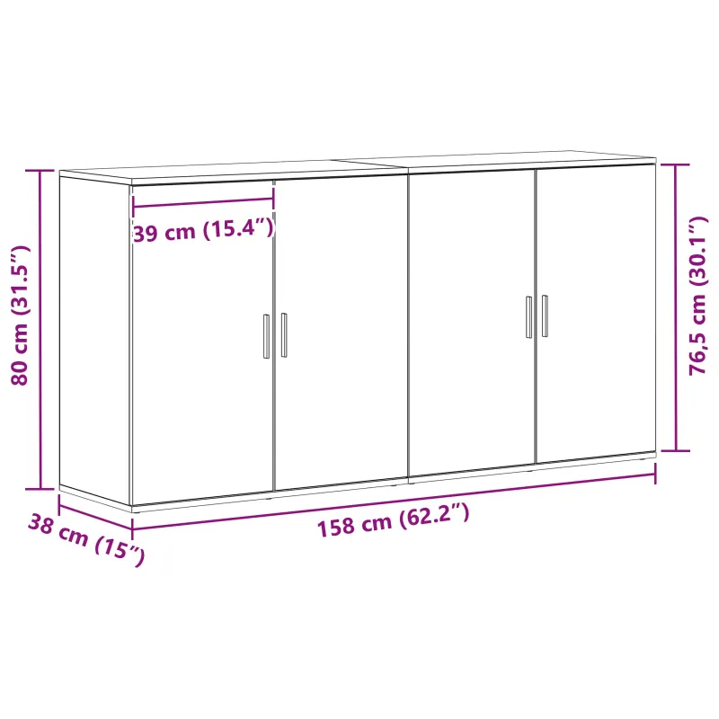 Kabalas 2 pcs Amatininkų ąžuolas 79 x 38 x 80 cm