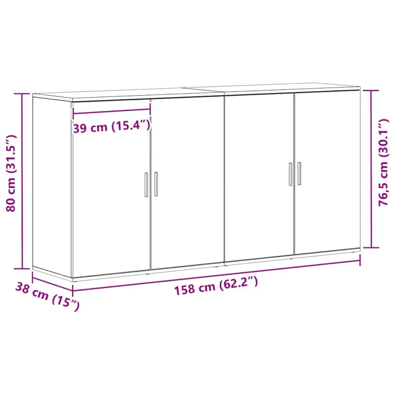 Kabalas 2 pcs Amatininkų ąžuolas 79 x 38 x 80 cm