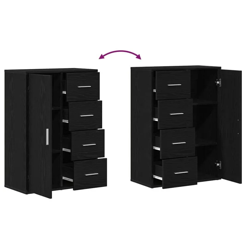 Kabalas 2 pcs Juodas ąžuolas 60 x 31 x 84 cm Apdirbta mediena