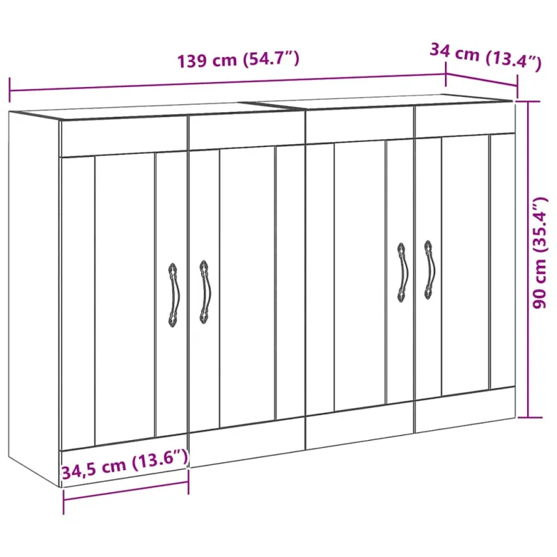 Sieniniai baldai 2 pcs Amatininkų ąžuolas 69,5 x 34 x 90 cm