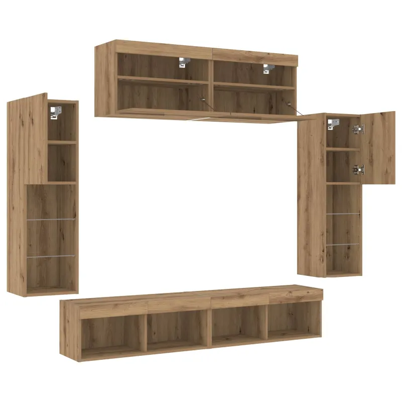 TV spintelių komplektas 6 pcs artisano ąžuolo Apdirbta mediena