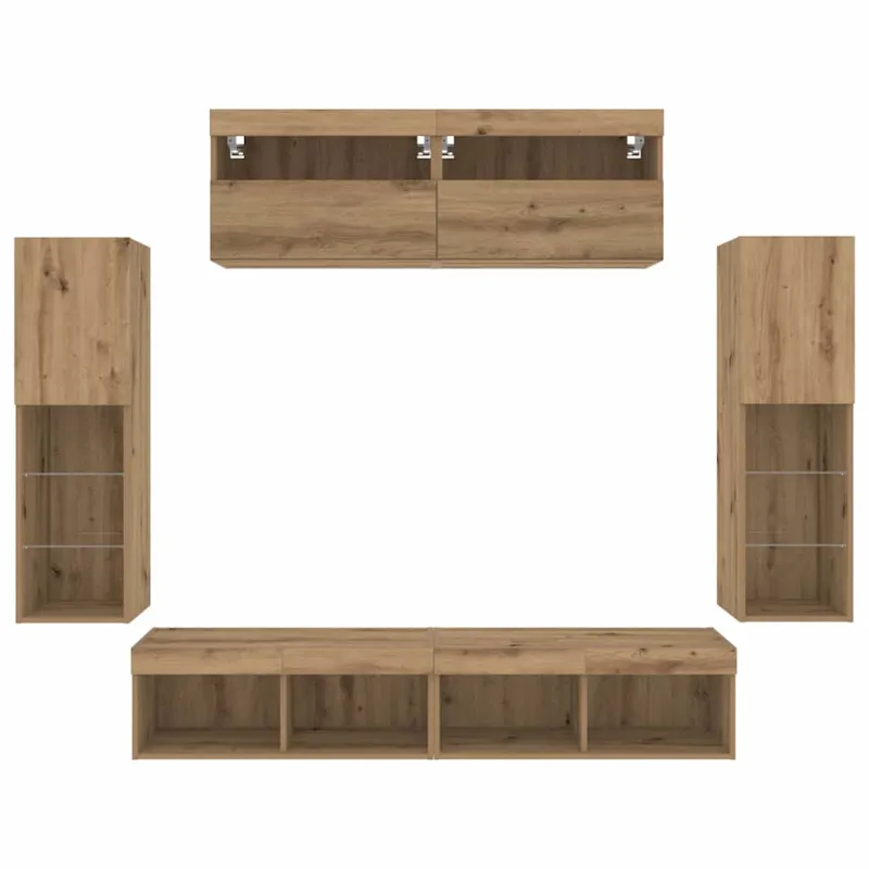 TV spintelių komplektas 6 pcs artisano ąžuolo Apdirbta mediena
