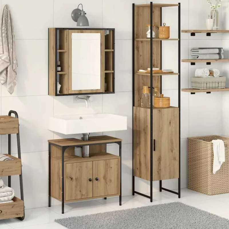 Vonios baldų rinkinys 3 pcs Amatininkų ąžuolas Apdirbta mediena