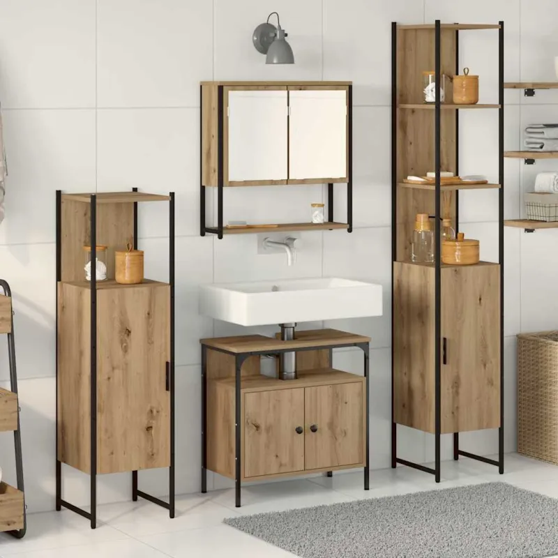 Vonios baldų rinkinys 4 pcs artisano ąžuolo Apdirbta mediena