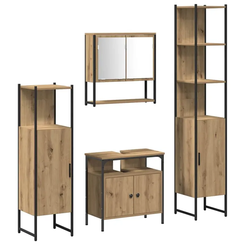 Vonios baldų rinkinys 4 pcs artisano ąžuolo Apdirbta mediena