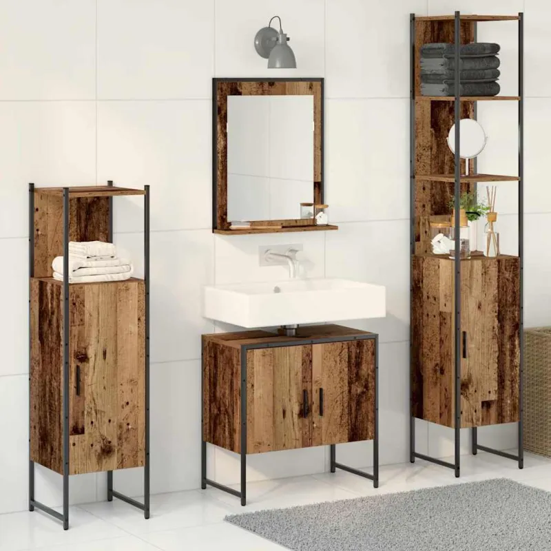 Vonios baldų rinkinys su saugykla 4 pcs Ruda 33 x 33 x 185.5 cm