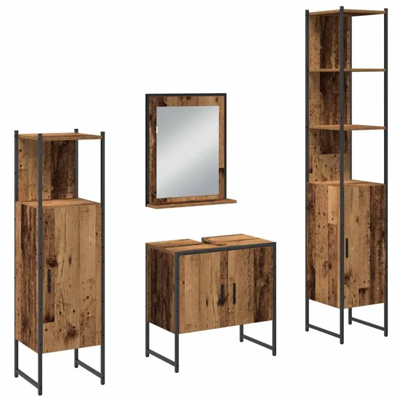 Vonios baldų rinkinys su saugykla 4 pcs Ruda 33 x 33 x 185.5 cm