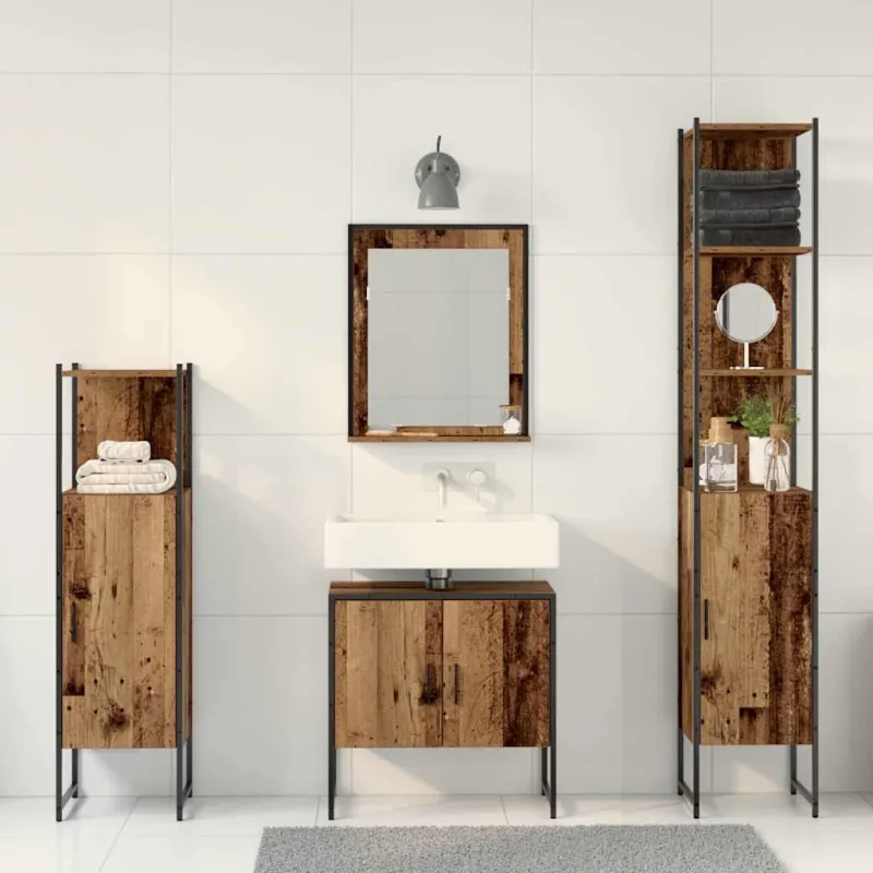 Vonios baldų rinkinys su saugykla 4 pcs Ruda 33 x 33 x 185.5 cm