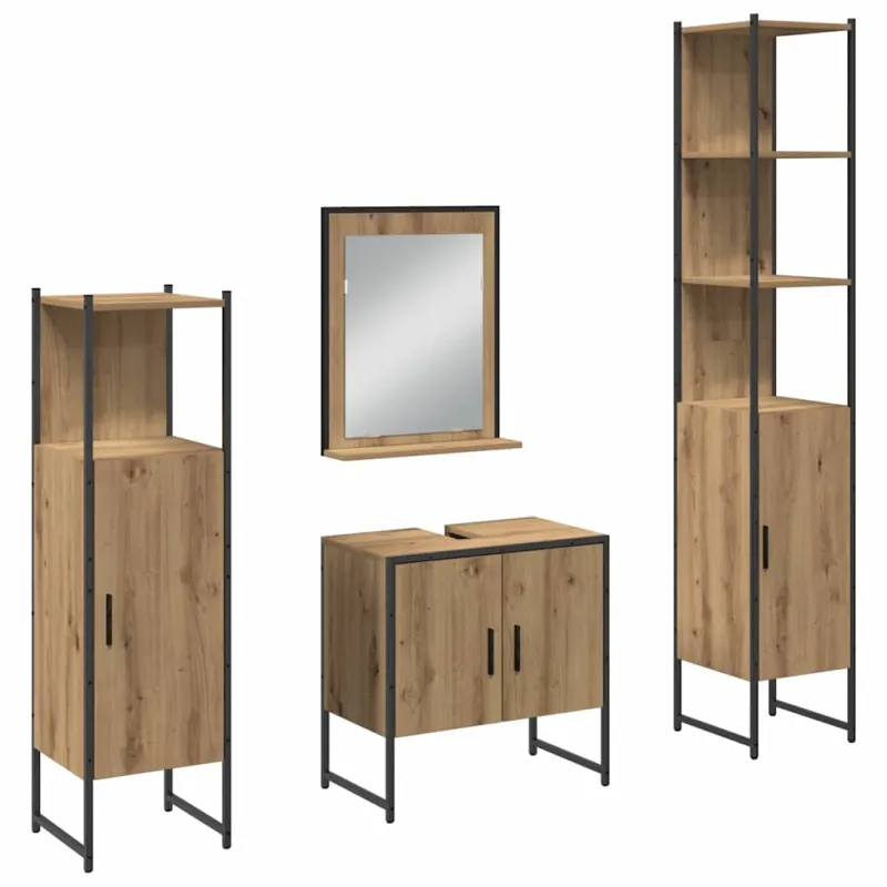 Vonios baldų rinkinys su saugykla 4 pcs Ruda 33 x 33 x 185.5 cm