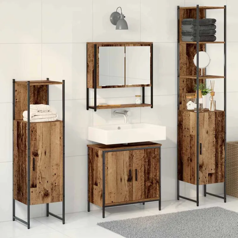 Vonios baldų rinkinys su saugykla 4 pcs Ruda 33 x 33 x 185.5 cm
