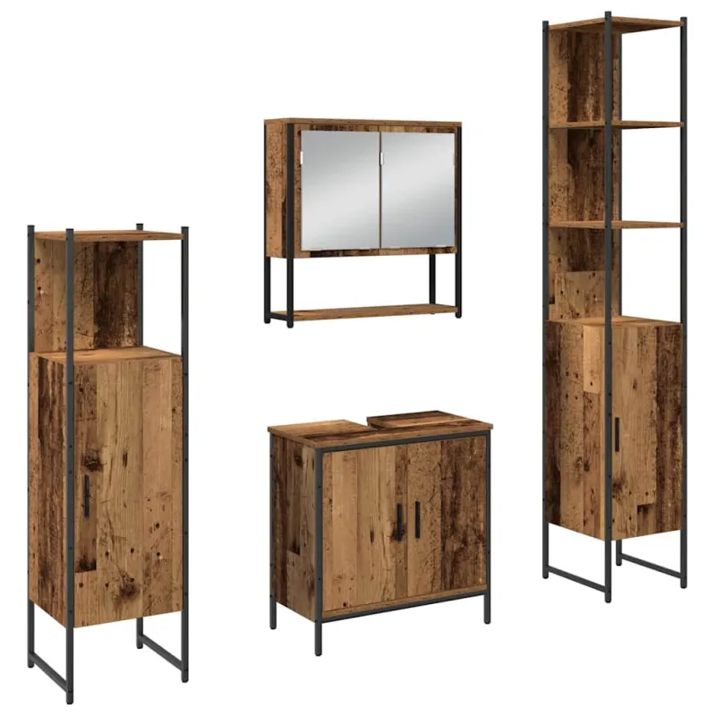 Vonios baldų rinkinys su saugykla 4 pcs Ruda 33 x 33 x 185.5 cm