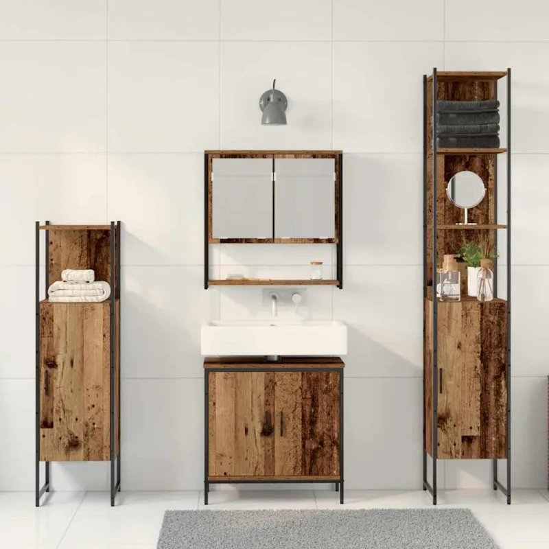 Vonios baldų rinkinys su saugykla 4 pcs Ruda 33 x 33 x 185.5 cm
