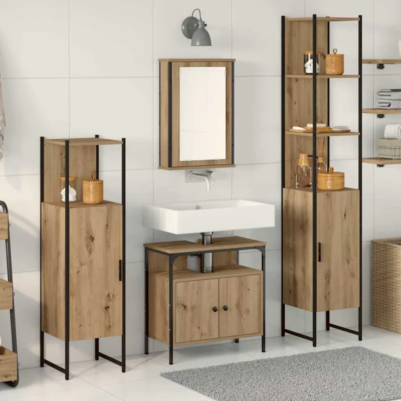Vonios baldų rinkinys 4 pcs artisano ąžuolo Apdirbta mediena