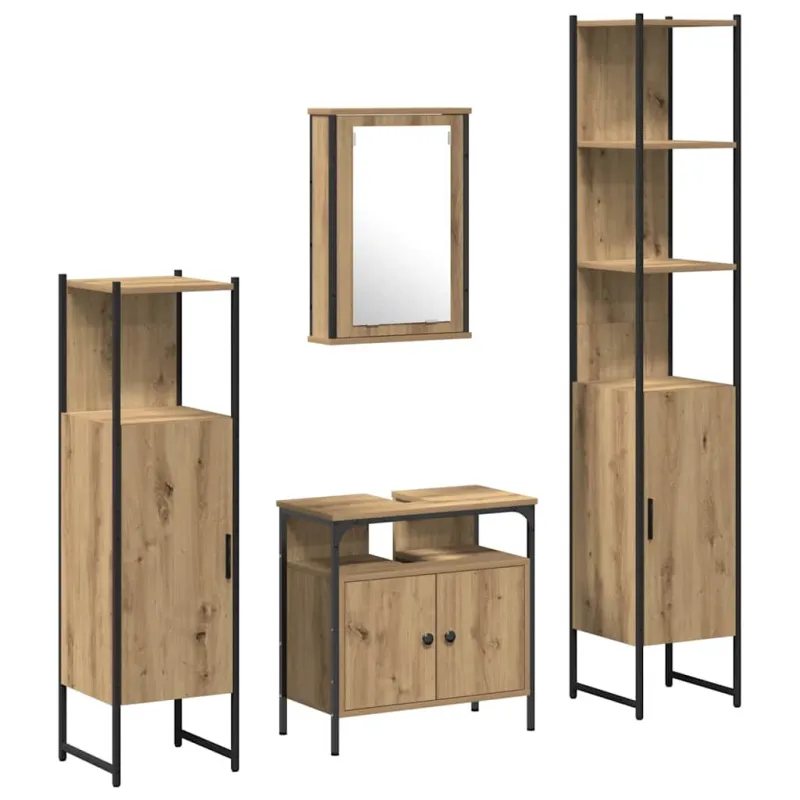Vonios baldų rinkinys 4 pcs artisano ąžuolo Apdirbta mediena